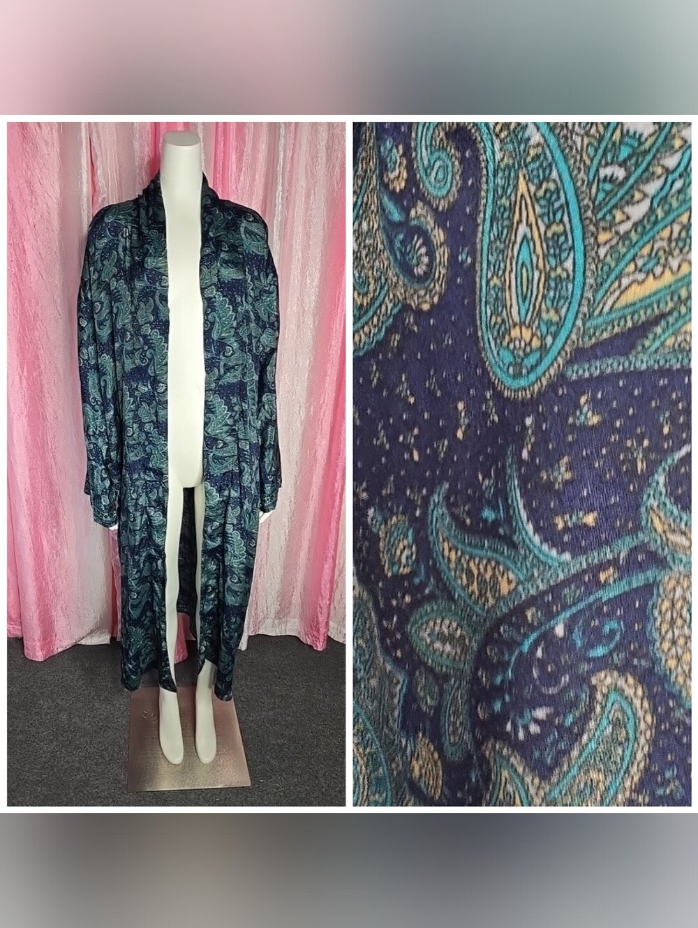Prints Of India Blue Paisley Robe Kimono Made From Plant-based Fabric One Size